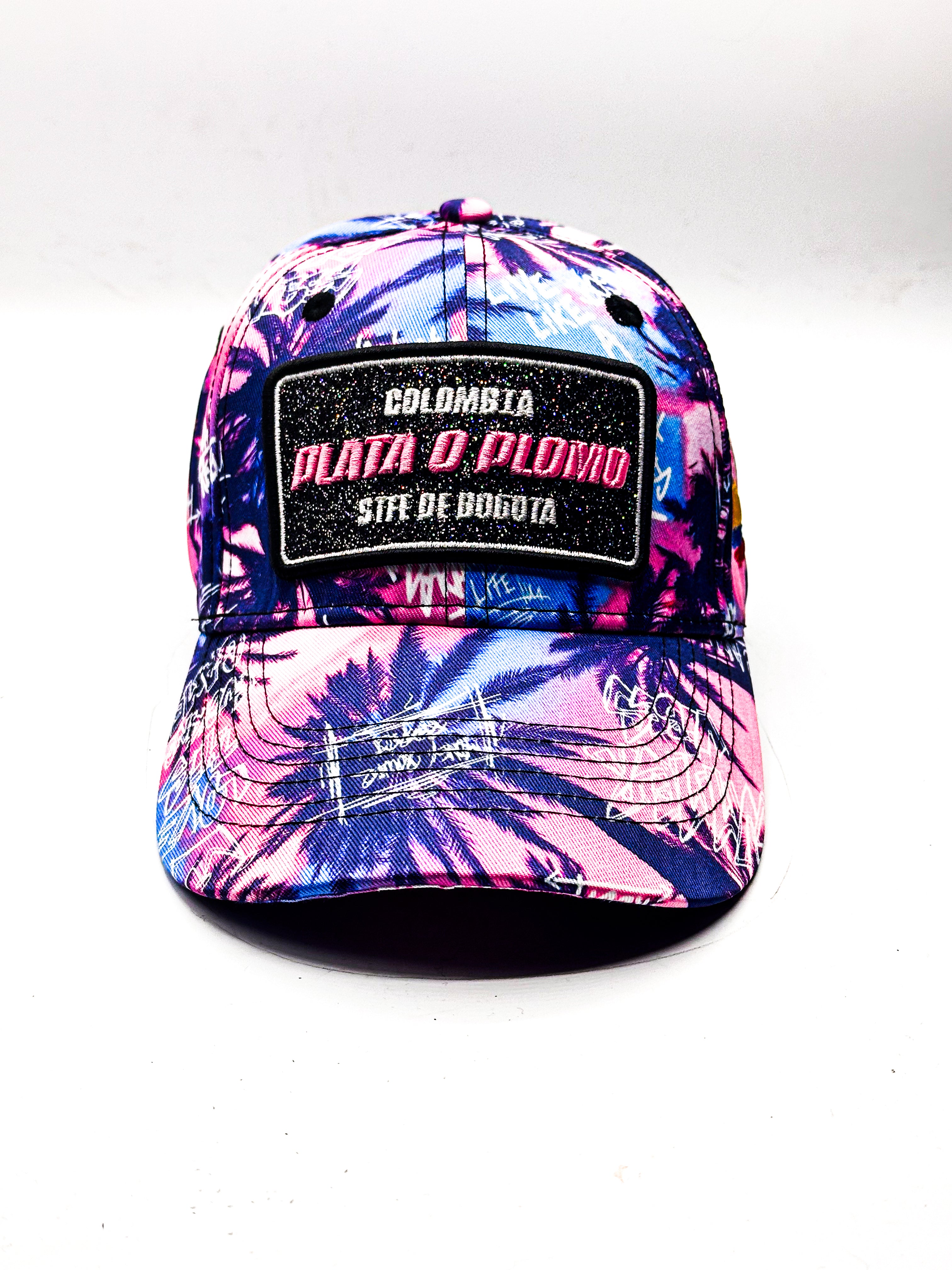 CASQUETTE PLATA O PLOMO PALMS PINK BLUE