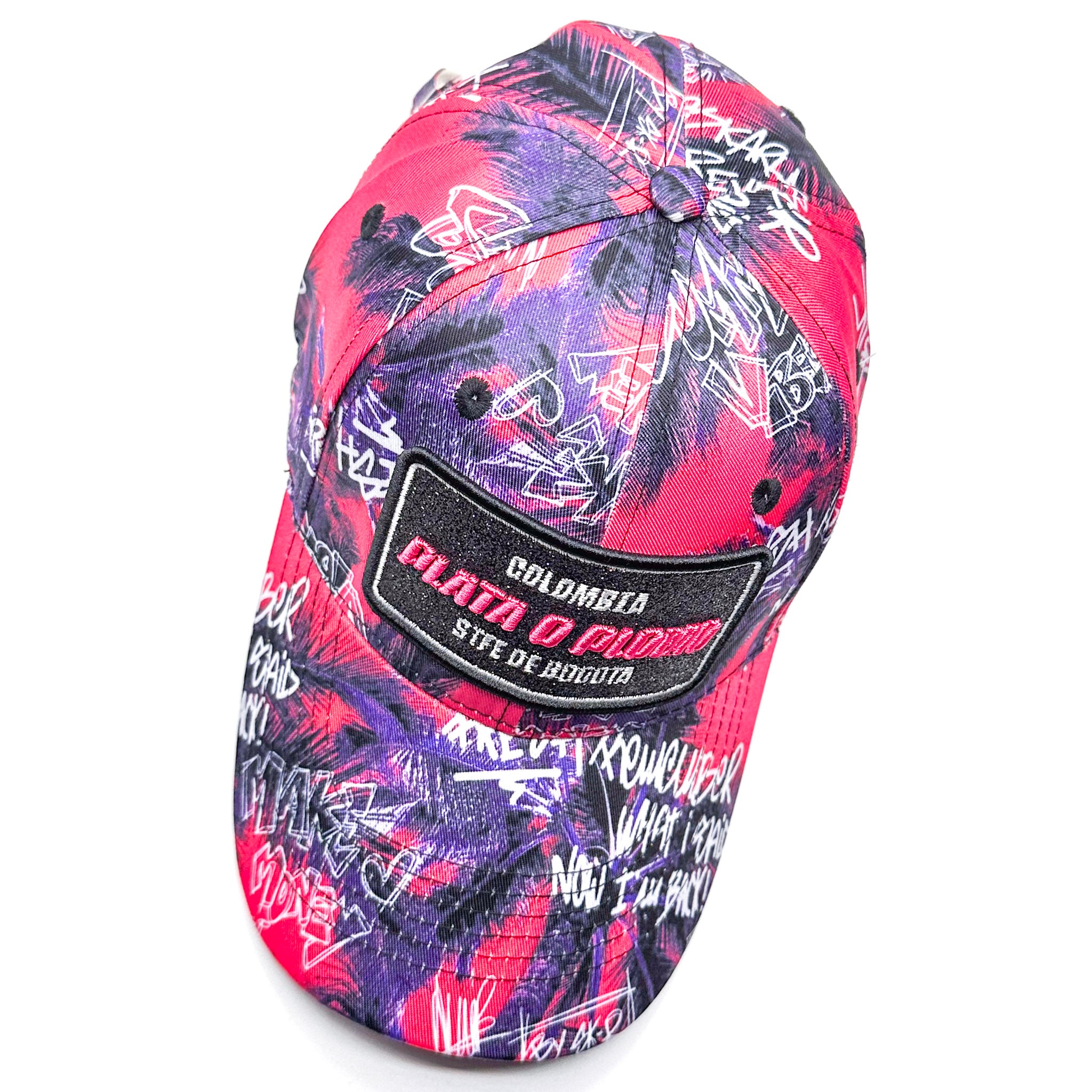 CASQUETTE PLATA O PLOMO PALMS FUSHIA