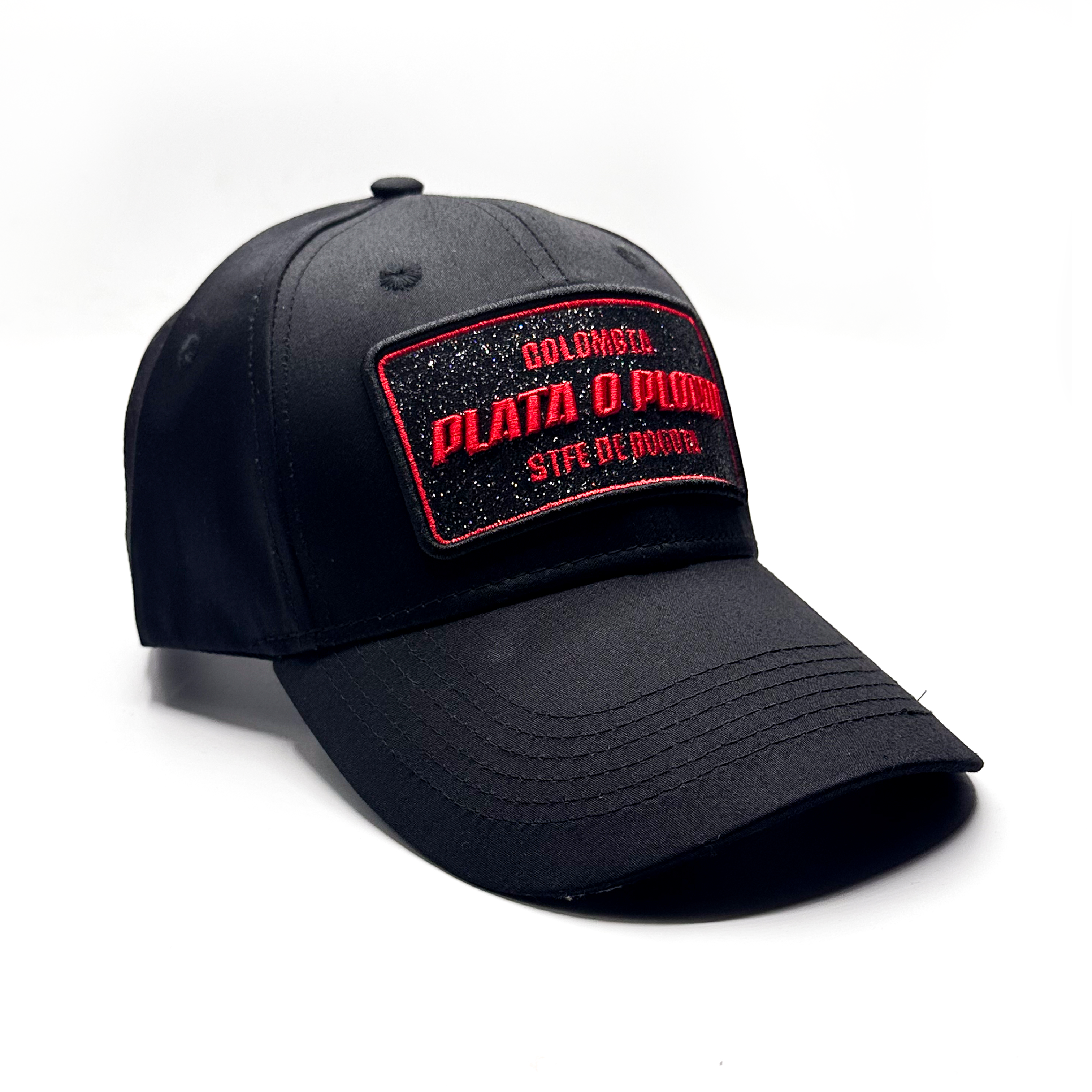 CASQUETTE PLATA O PLOMO BLACK RED GLITTER