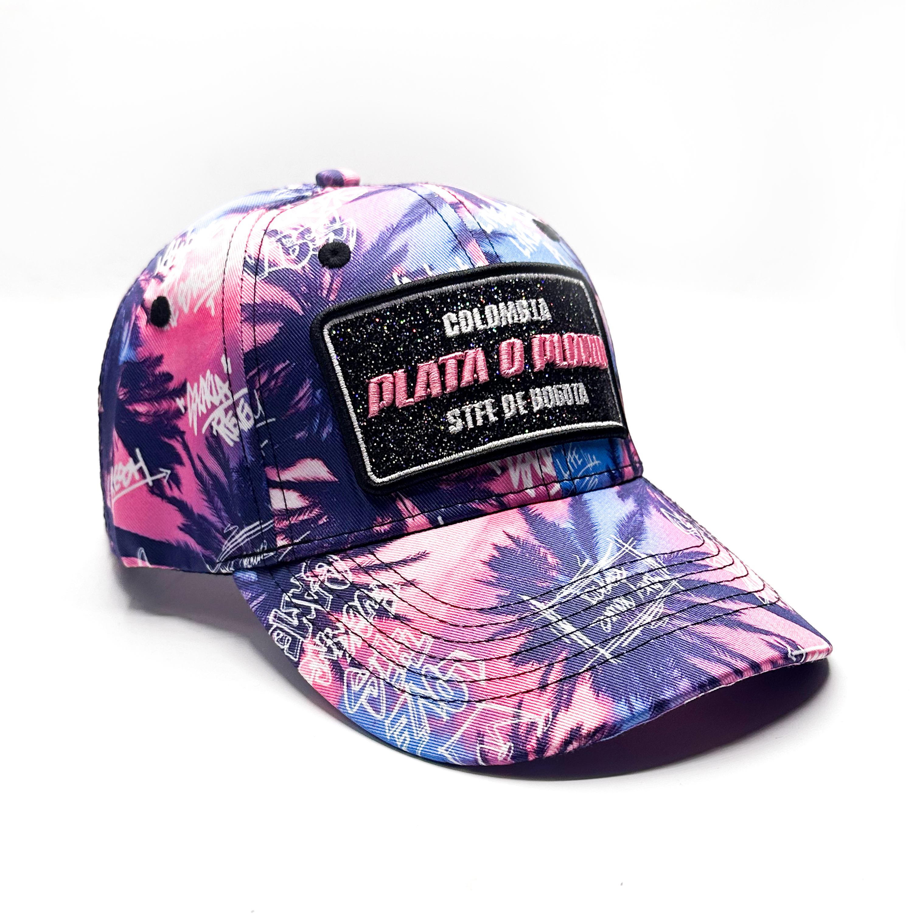 CASQUETTE PLATA O PLOMO PALMS PINK BLUE