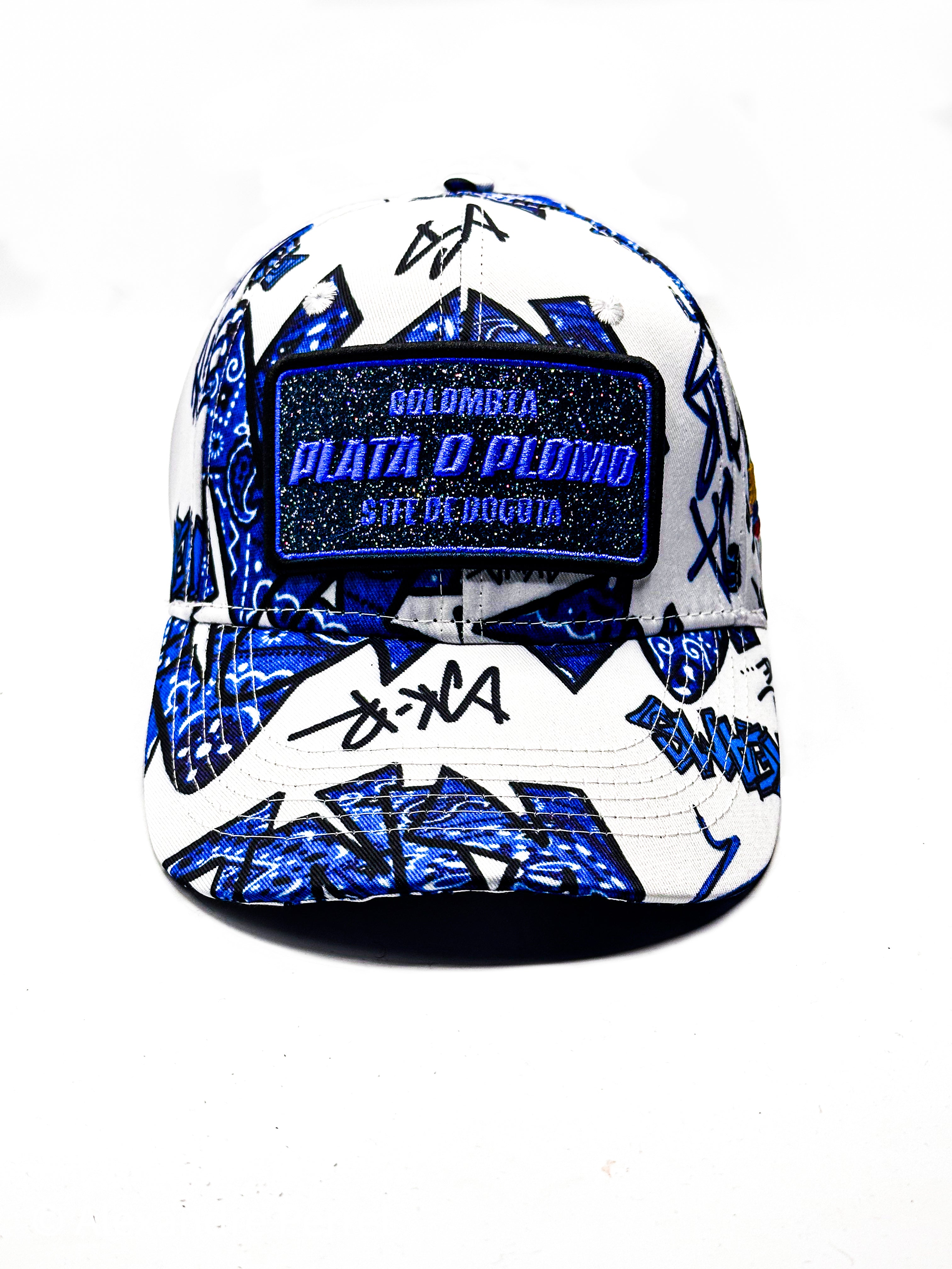 CASQUETTE PLATA O PLOMO WHITE BLUE BANDANA